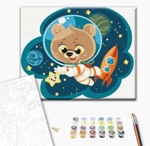 Maľovanie podľa čísiel pre deti medvedík vo vesmíre