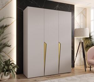Elegantná šatníková skriňa 150 cm SORAYA 1 - kašmír / zlaté úchyty