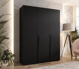 Elegantná šatníková skriňa 150 cm SORAYA 1 - čierna / čierne úchyty