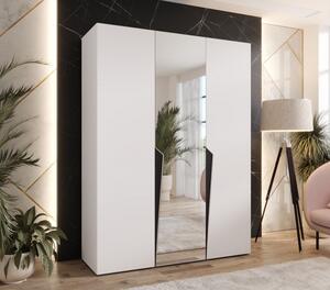 Elegantná skriňa 150 cm SORAYA 2 so zrkadlom - biela / čierne úchyty