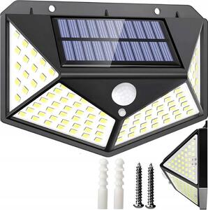 Solárna lampa so súmrakovým senzorom, 100 LED diód, do záhrady, na montáž na stenu