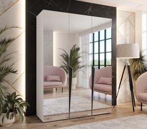 Elegantná zrkadlová skriňa 150 cm SORAYA 3 - biela / čierne úchyty