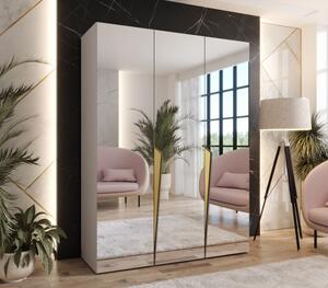 Elegantná zrkadlová skriňa 150 cm SORAYA 3 - kašmír / zlaté úchyty