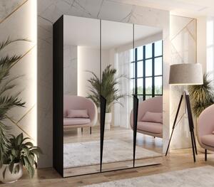 Elegantná zrkadlová skriňa 150 cm SORAYA 3 - čierna / čierne úchyty
