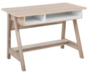 Pracovný stôl zo svetlého dreva 110 x 60 cm 2 police podnožka škandinávska