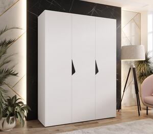 Trojdverová šatníková skriňa 150 cm AMARIS 1 - biela / čierne úchyty