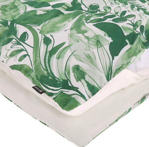 Obliečky biela / zelená z bavlny 155 x 220 cm, povlak na vankúš, prikrývka, praktické, nábytok do spálne, moderný design
