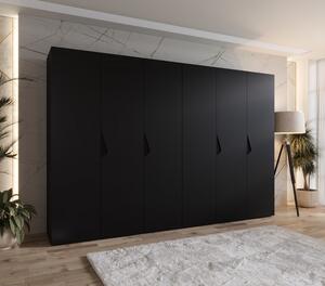 Elegantná šatníková skriňa 300 cm AMARIS 1 - čierna / čierne úchyty