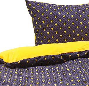 Posteľné obliečky modrá žltá fialová bavlna satén 155 x 220 cm geometrický vzor chevron moderný štýl spálňa
