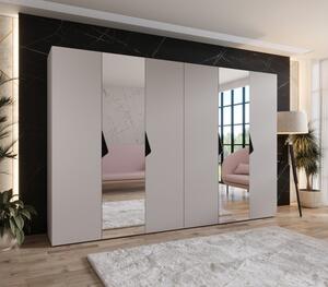 Elegantná zrkadlová skriňa 300 cm AMARIS 2 - kašmír / čierne úchyty