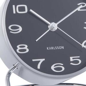 KARLSSON Budík Clock Classical – čierna ∅ 9,5 × 11 cm