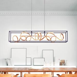 LED závesné svietidlo SELINA, čierna/zlatá, dĺžka 110 cm, s funkciou Switchdim, Čierna, Obývacia izba / jedáleň, Hliník, Moderný, Závesné svietidlo