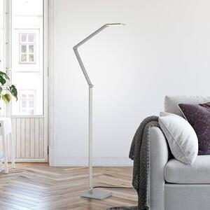 LED stojacia lampa SAMSKY, oceľ, výška 161 cm, kovový dotykový stmievač, Hliník / sivá / zinok, Obývacia izba / jedáleň, Hliník, Moderný, Stolová lampa