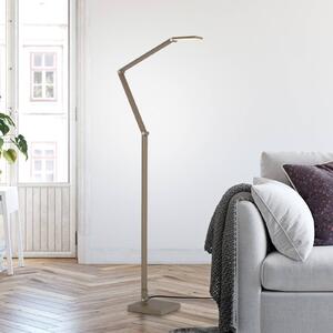 LED stojacia lampa SAMSKY, bronzová, výška 161 cm, kovový dotykový stmievač, Hnedá / staromosadz, Obývacia izba / jedáleň, Hliník, Moderný, Stolová lampa