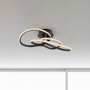 Stropné LED svetlo TWIST, čierne, dĺžka 90 cm, kovové, s Switchdim a stmievačom, Čierna, Obývacia izba / jedáleň, Hliník, Moderný, Stropné svetlo polkruhové s priestorom