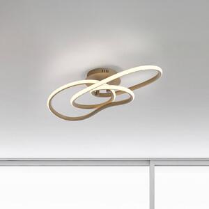 Stropné LED svetlo TWIST, béžové, dĺžka 90 cm, kov, Switchdim, Krémová / jantárovo žltá, Obývacia izba / jedáleň, Hliník, Moderný, Stropné svetlo polkruhové s priestorom