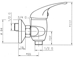 NOVASERVIS TITANIA IRIS nastenná sprchová batéria 100 mm, chróm 92064/1,0