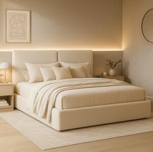Posteľ 160x200 MARSEILLA s úložným priestorom krémová buklé