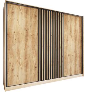MEBLINE Skriňa s posuvnými dverami so zásuvkami CETI C 250 sonoma / dub wotan / čierna