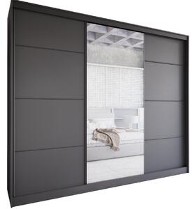 MEBLINE Skriňa s posuvnými dverami so zrkadlom a zásuvkami NOVI C 250 čierna