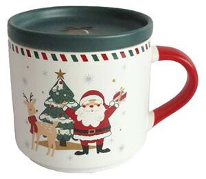 Vianočný keramický hrnček s viečkom TORO 400ml Santa