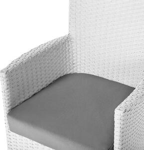 Sada 2 záhradných stoličiek biely technoratan sivý vankúš 88 x 46 cm odolný voči poveternostným podmienkam