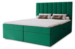Hotelová manželská posteľ 140x200 GRETNA - fľaškovo zelená + topper ZADARMO