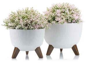 PLASTOVÝ KVETINÁČ ROSA LINEA ECO SADA 2KS 15X24,3 CM+18,3X29,2 CM BIELA