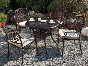 Záhradná súprava hnedá hliníková 1 stôl 4 stoličky s vintage retro