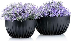 PLASTOVÝ KVETINÁČ STRIPPED ECO SADA 2KS 16X30 CM+15X24 CM ČIERNA