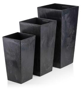 PLASTOVÝ KVETINÁČ PORTO SADA 3KS 67,7X35 CM+46,5X25 CM+57X30 CM IMITÁCIA BETÓNU ČIERNA