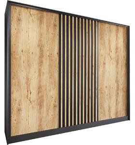 MEBLINE Skriňa s posuvnými dverami so zásuvkami CETI C 250 čierna / dub wotan