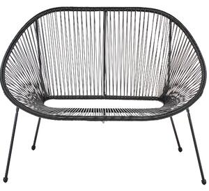 Záhradná lavička čierna z umelého ratanu a ocele 114 cm papasan moderný záhradný nábytok