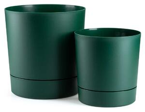 PLASTOVÝ KVETINÁČ AZALEA SADA 2KS 22,5X23,5 CM+17,5X18,5 CM TMAVOZELENÁ