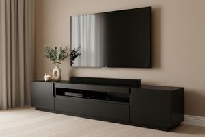 TV stolík Loftia 200 cm s otvorenou policou - čierny mat