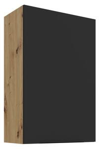 Vysoká horná skrinka LUNARA - šírka 60 cm, čierna / dub artisan