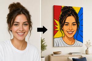 Komiksový obraz z fotky – pop-art darček na plátne s vlastnou bublinou - 30 × 30 cm