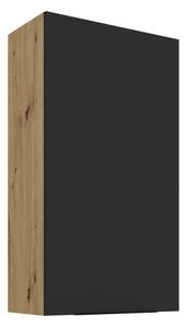 Vysoká horná kuchynská skrinka LUNARA - šírka 60 cm, čierna / dub artisan