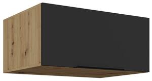 Hlboká digestorová skrinka LUNARA - šírka 80 cm, čierna / dub artisan