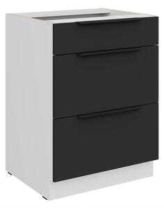 Šuplíková skrinka LUNARA - šírka 60 cm, čierna / biela