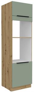 Skriňa na vstavané spotrebiče LUNARA - šírka 60 cm, zelená / dub artisan