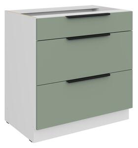Dolná šuplíková skrinka LUNARA - šírka 80 cm, zelená / biela