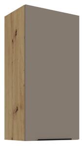 Vysoká horná skrinka LUNARA - šírka 45 cm, tmavo béžová / dub artisan