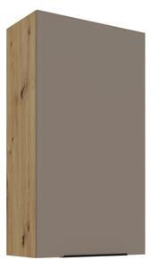 Vysoká horná kuchynská skrinka LUNARA - šírka 60 cm, tmavo béžová / dub artisan