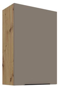 Vysoká horná skrinka LUNARA - šírka 60 cm, tmavo béžová / dub artisan