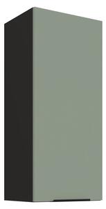 Vysoká horná skrinka LUNARA - šírka 40 cm, zelená / čierna