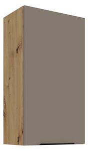 Vysoká horná skrinka LUNARA - šírka 50 cm, tmavo béžová / dub artisan