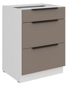 Šuplíková skrinka LUNARA - šírka 60 cm, tmavo béžová / biela