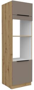 Skriňa na vstavané spotrebiče LUNARA - šírka 60 cm, tmavo béžová / dub artisan