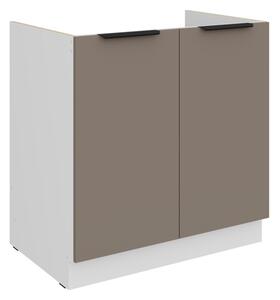 Drezová skrinka LUNARA - šírka 80 cm, tmavo béžová / biela